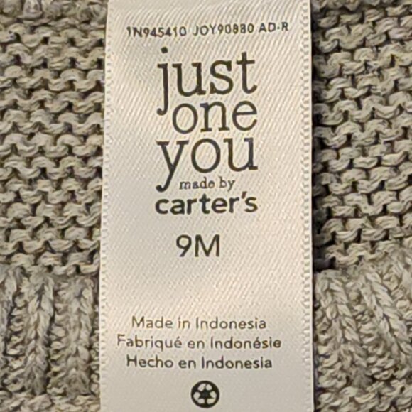 Carter's Just One You 100% Cotton Gray Sweater/Hat Set Infant/Baby Size 9 Months - Picture 7 of 9